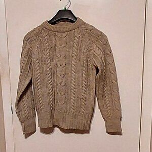 Vitage Boston Trader 100% Pure Wool Cabel Knit Sweater.Sz S Beige Long Sleeves